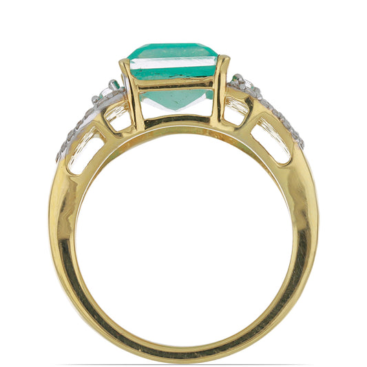 Goldplattierter Silberring mit Paraiba Quarz und weißem Topas