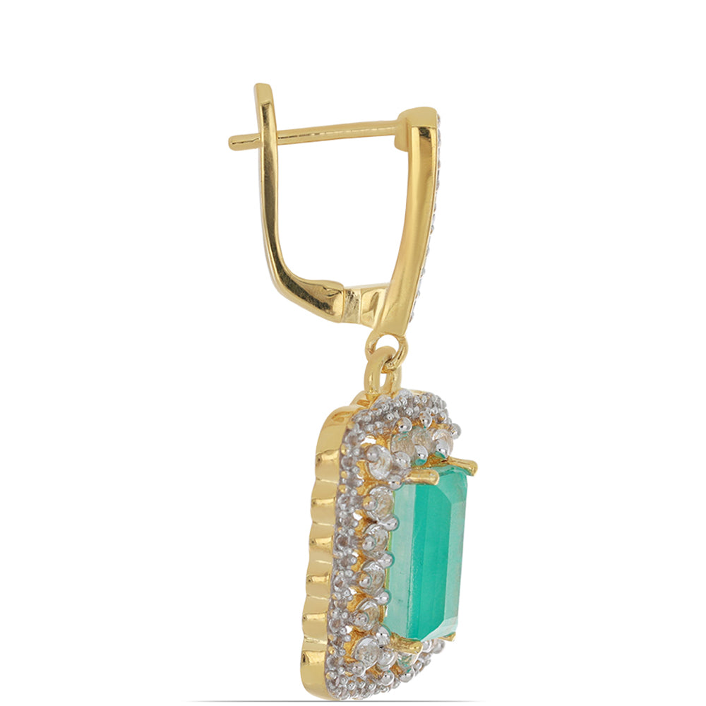 Goldplattierte Silberohrringe mit Paraiba Quarz und weißem Topas 2 