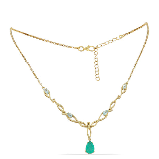 Goldplattierte Silberhalskette mit Paraiba Quarz