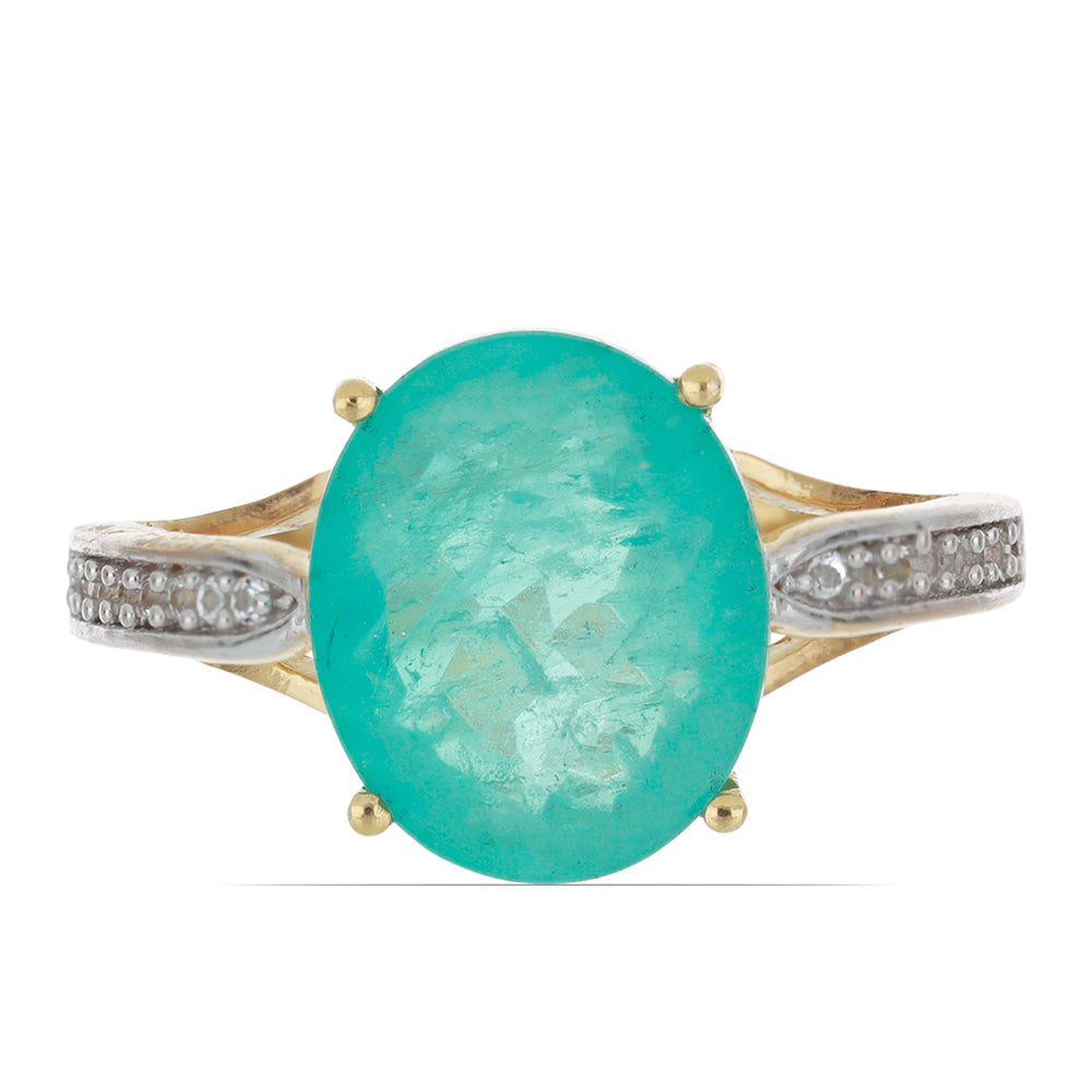 Goldplattierter Silberring mit Paraiba Quarz und weißem Topas 1 