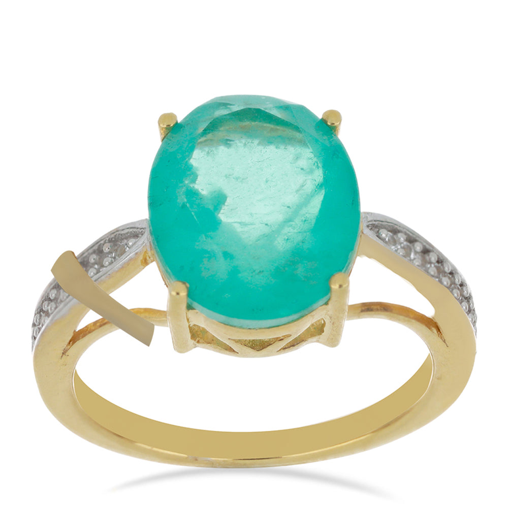 Goldplattierter Silberring mit Paraiba Quarz und weißem Topas 3 