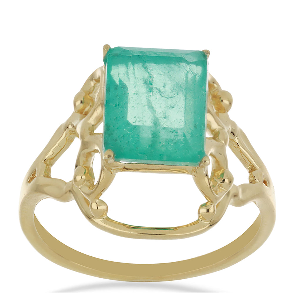 Goldplattierter Silberring mit Paraiba Quarz 3 