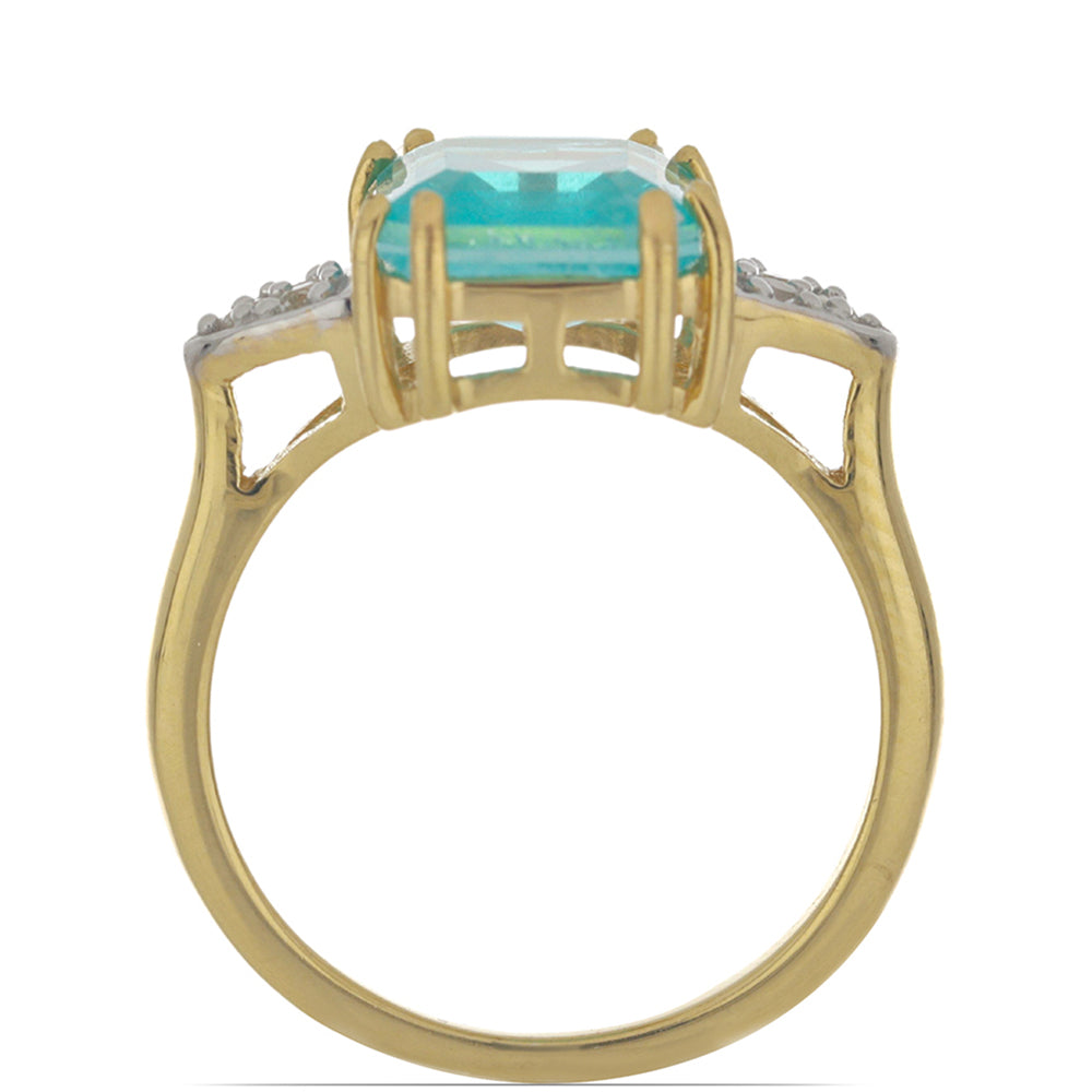 Goldplattierter Silberring mit Paraiba Quarz und weißem Topas