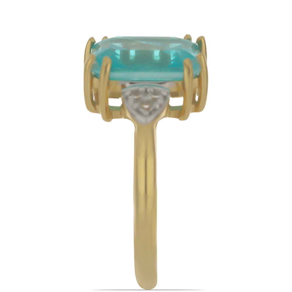 Goldplattierter Silberring mit Paraiba Quarz und weißem Topas 4 