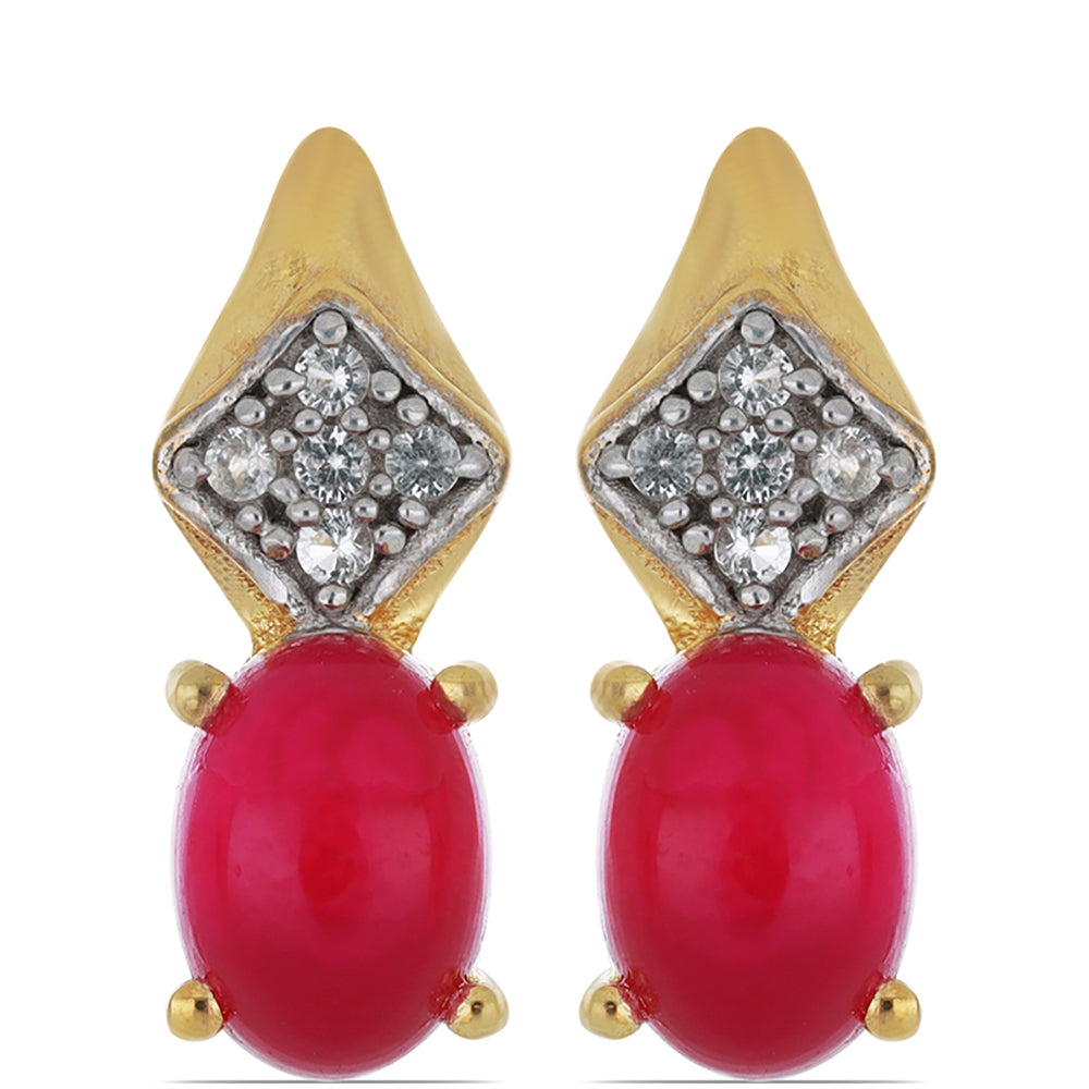 Goldplattierte Silberohrringe mit weißem Topas