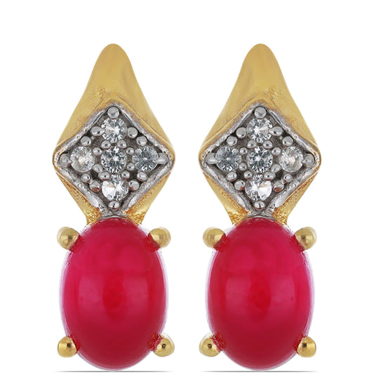 Goldplattierte Silberohrringe mit weißem Topas