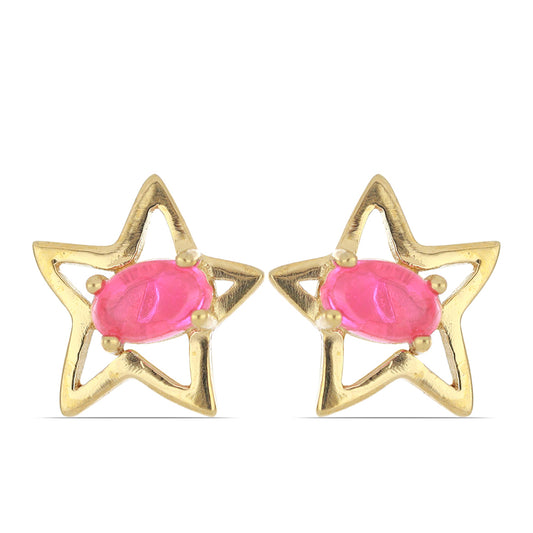 Goldplattierte Silberohrringe mit rosa äthiopischem Opal aus Lega Dembi