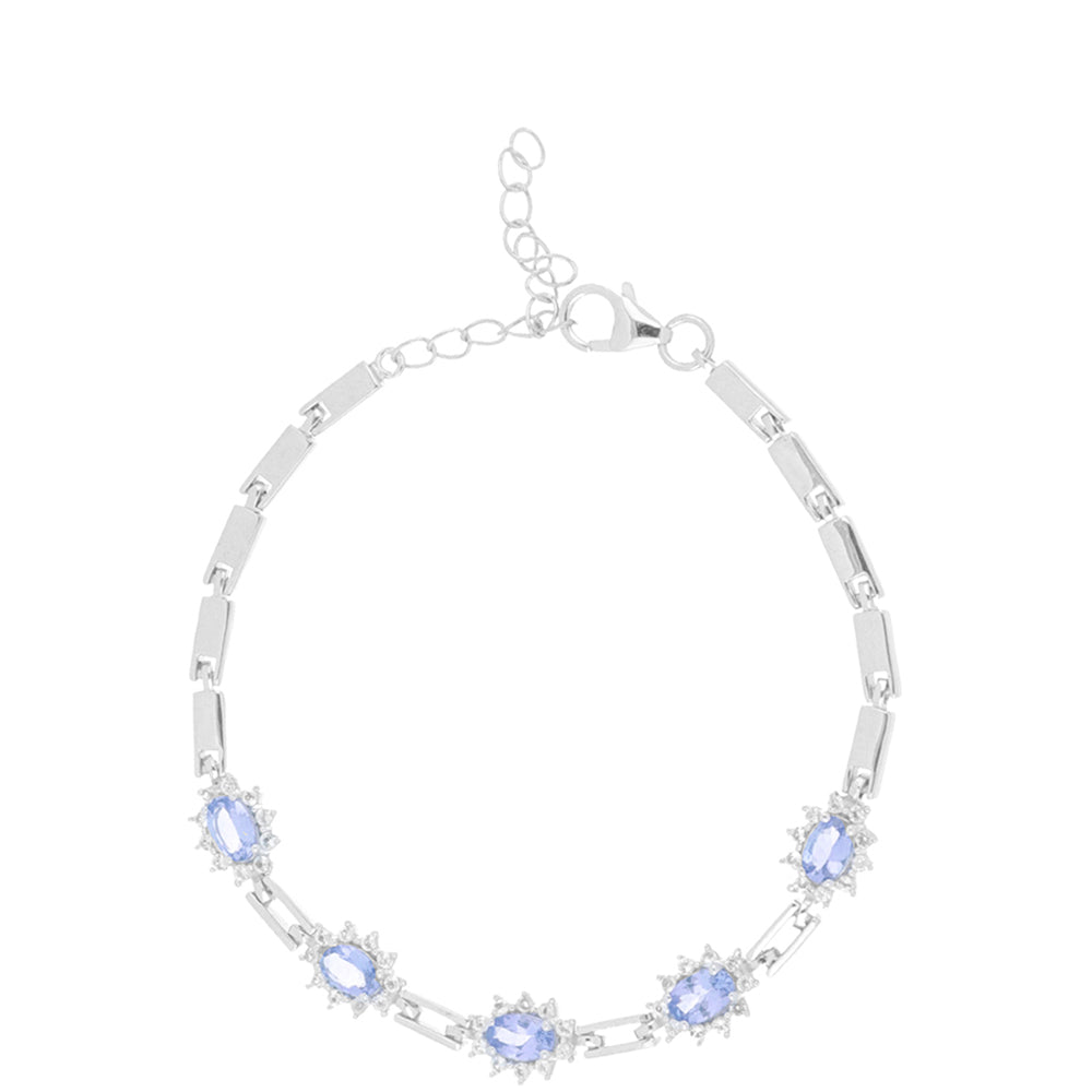 Silberarmband mit Tansanit und weißem Topas 1 