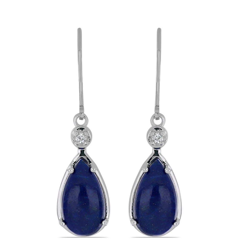 Silberohrringe mit Lapislazuli aus Badakhshan und weißem Topas 1 