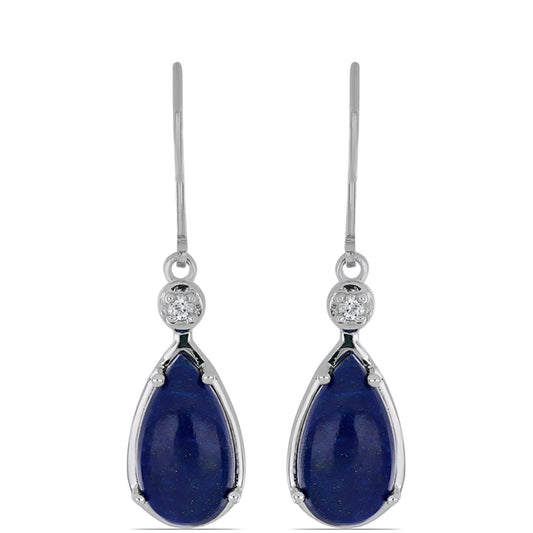 Silberohrringe mit Lapislazuli aus Badakhshan und weißem Topas