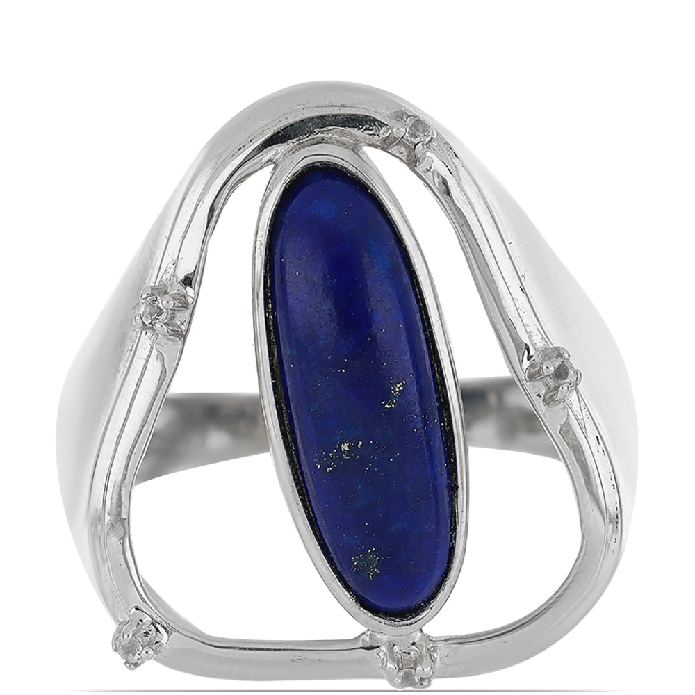 Silberring mit Lapislazuli aus Badakhshan und weißem Topas