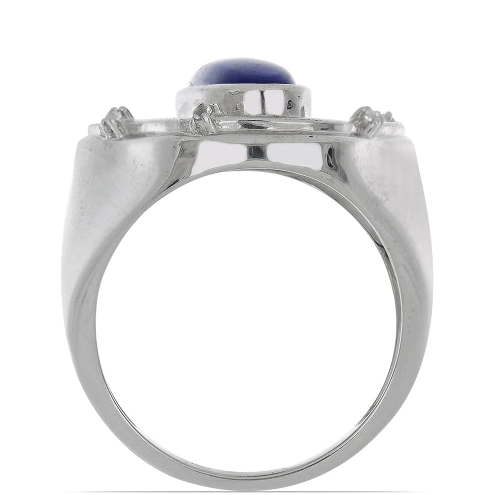 Silberring mit Lapislazuli aus Badakhshan und weißem Topas