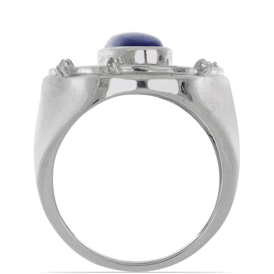 Silberring mit Lapislazuli aus Badakhshan und weißem Topas