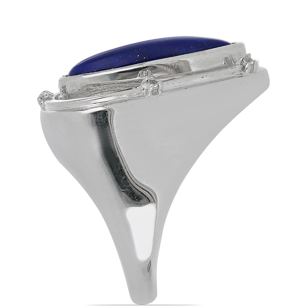 Silberring mit Lapislazuli aus Badakhshan und weißem Topas 4 