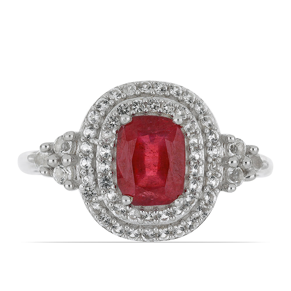 Silberring mit Rubin aus Madagaskar und weißem Topas 1 