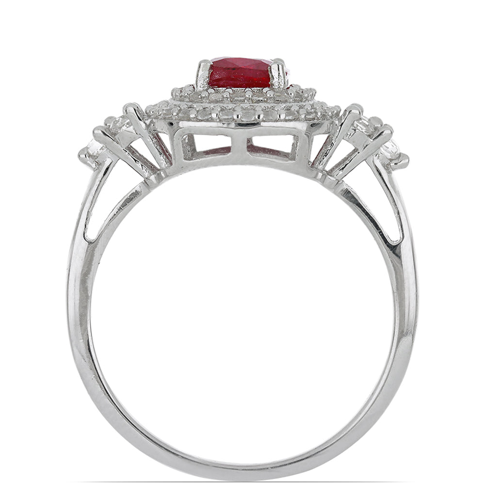 Silberring mit Rubin aus Madagaskar und weißem Topas