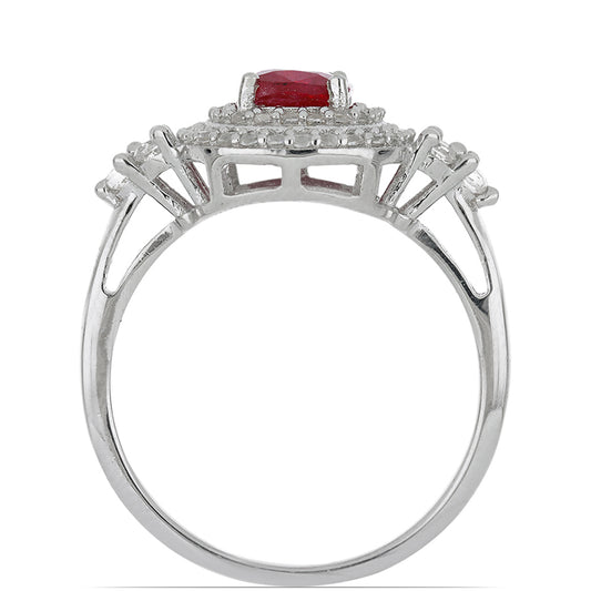 Silberring mit Rubin aus Madagaskar und weißem Topas