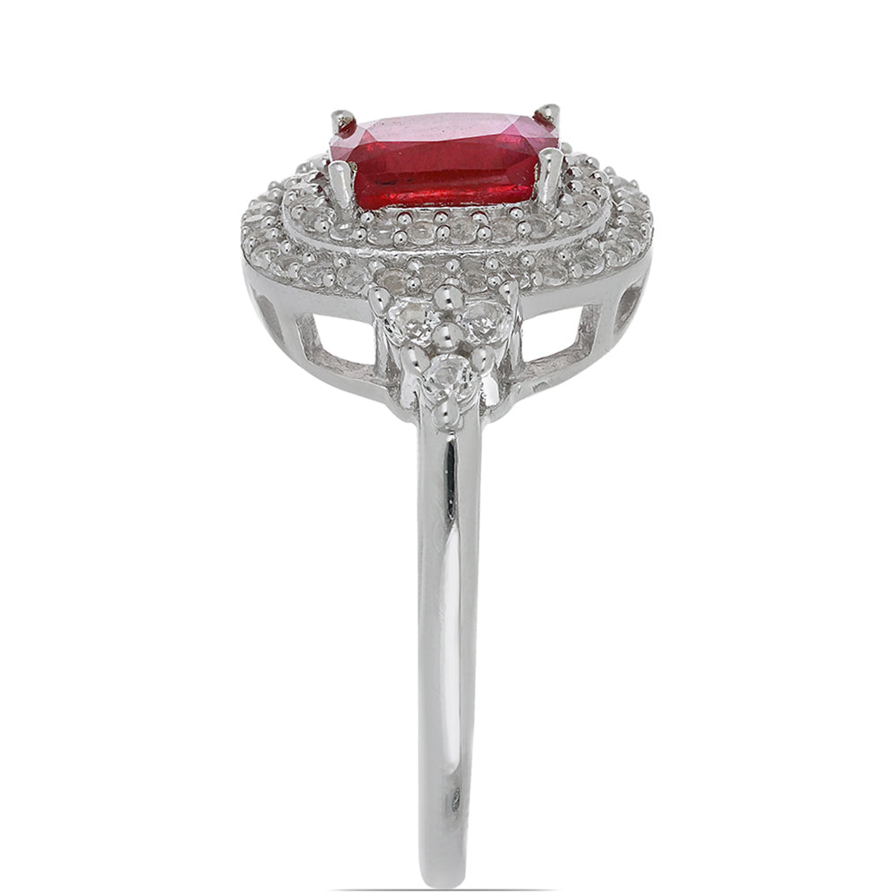 Silberring mit Rubin aus Madagaskar und weißem Topas 4 