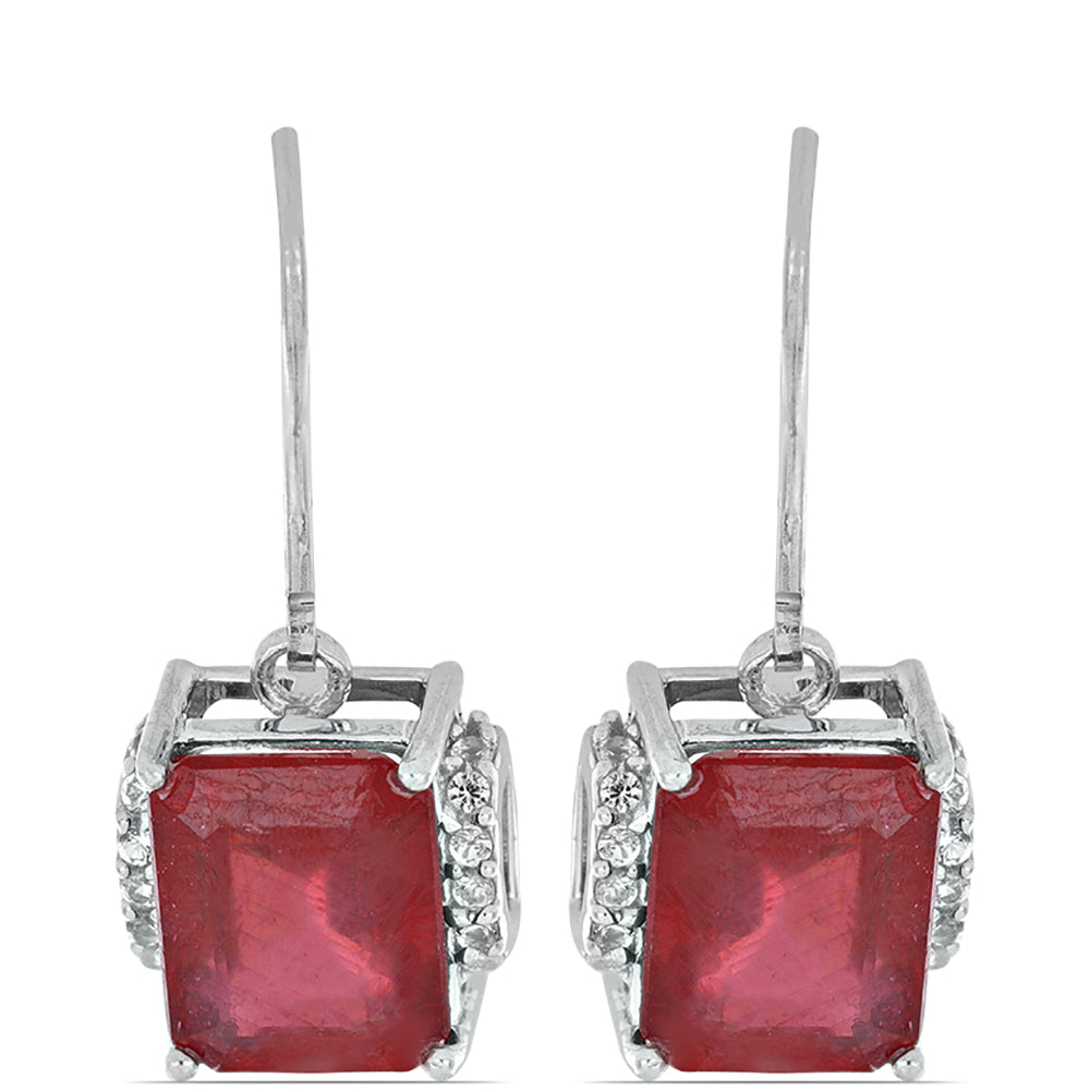 Silberohrringe mit Rubin aus Madagaskar und weißem Topas 1 