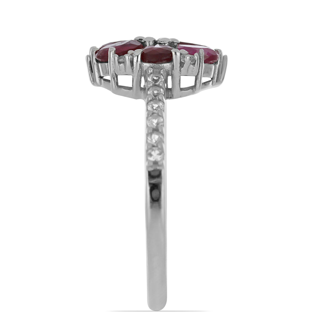 Silberring mit Rubin aus Madagaskar und weißem Topas