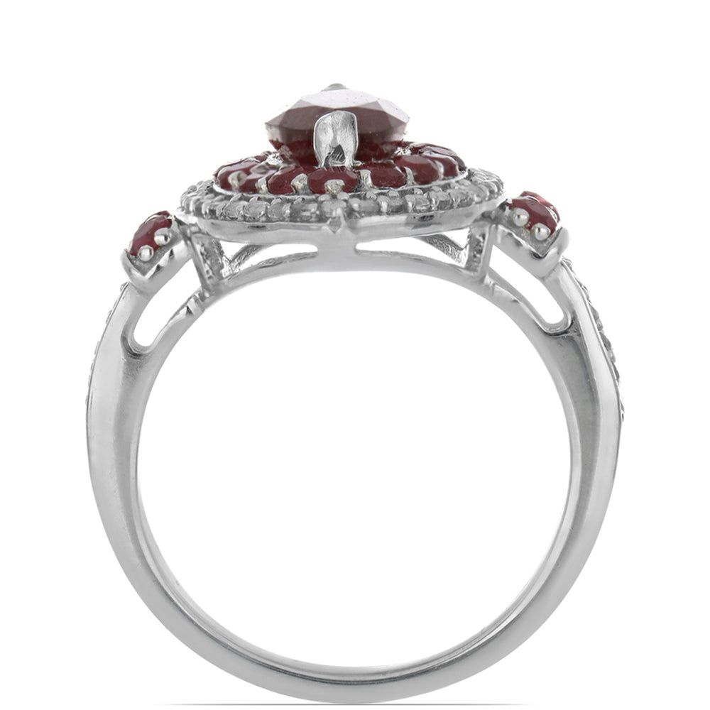 Silberring mit Rubin aus Madagaskar und weißem Topas