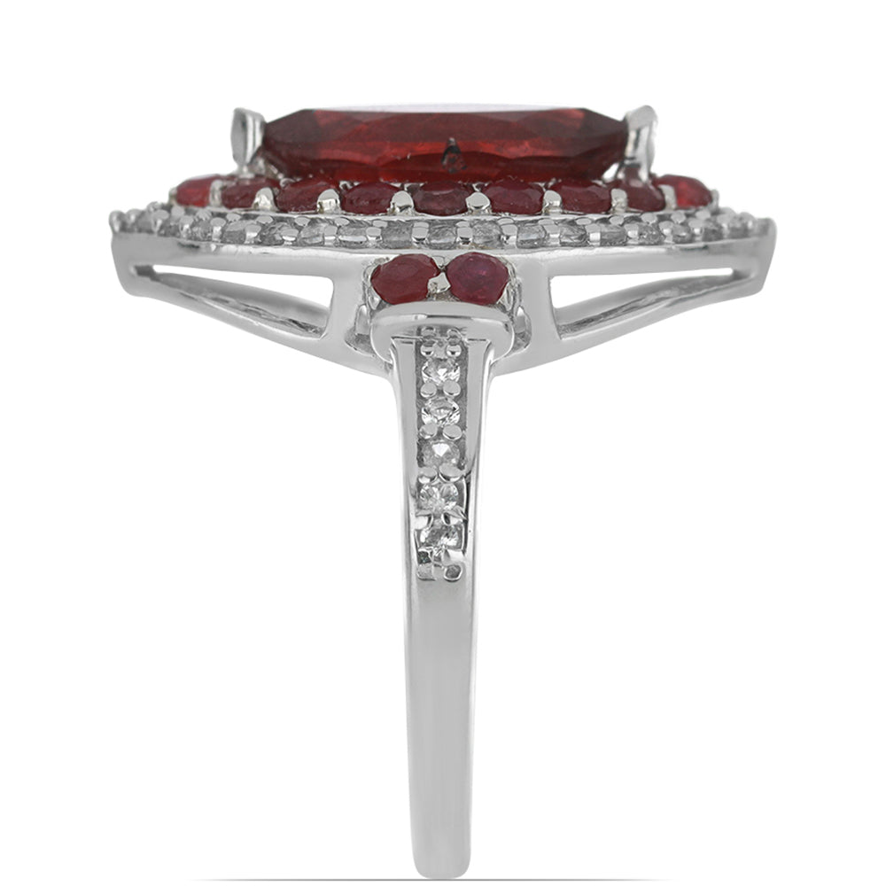 Silberring mit Rubin aus Madagaskar und weißem Topas 4 