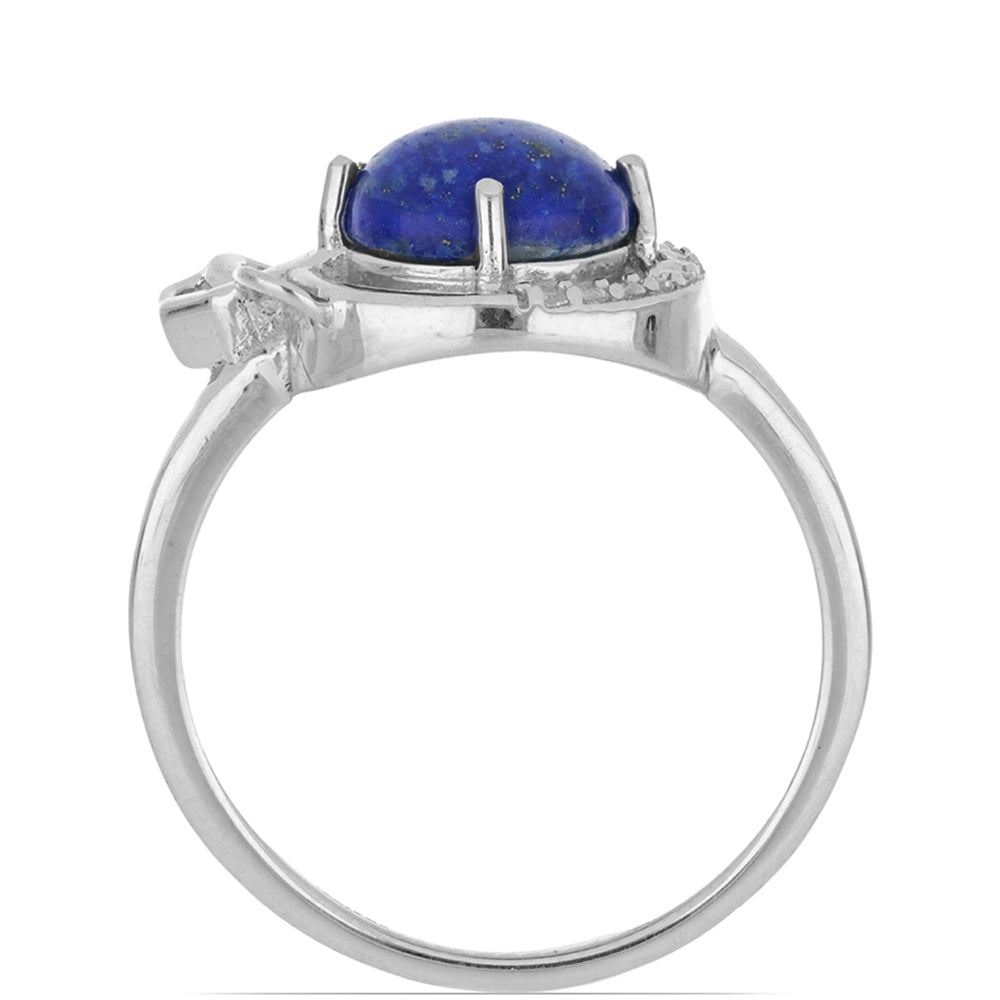 Silberring mit Lapislazuli aus Badakhshan und weißem Topas