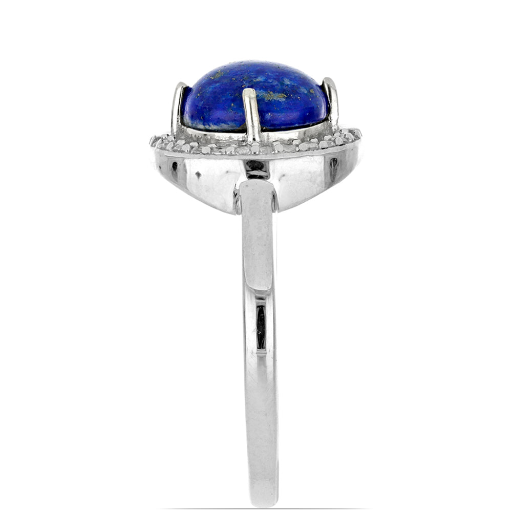 Silberring mit Lapislazuli aus Badakhshan und weißem Topas 4 