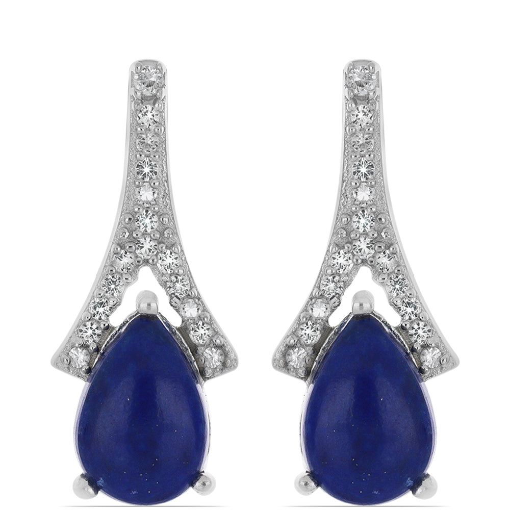 Silberohrringe mit Lapislazuli aus Badakhshan und weißem Topas