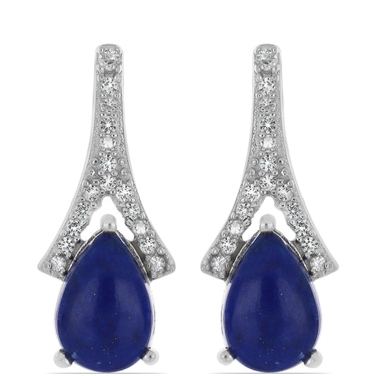 Silberohrringe mit Lapislazuli aus Badakhshan und weißem Topas