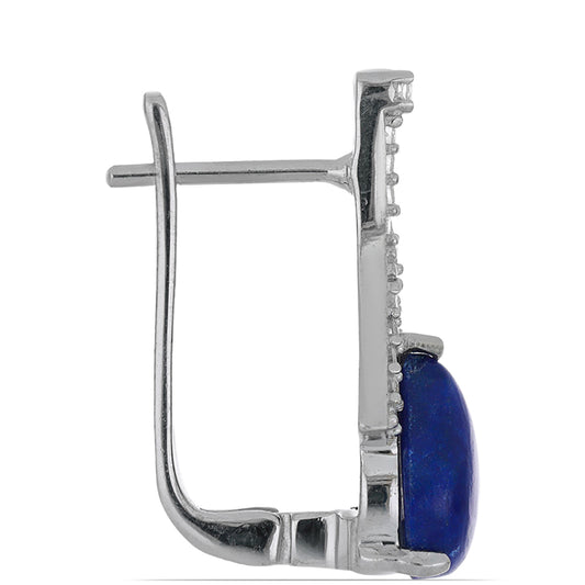 Silberohrringe mit Lapislazuli aus Badakhshan und weißem Topas