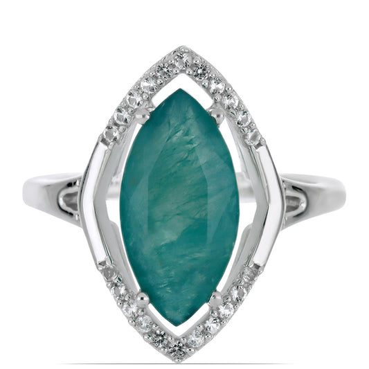 Silberring mit Grandidierit aus Anosy und weißem Topas