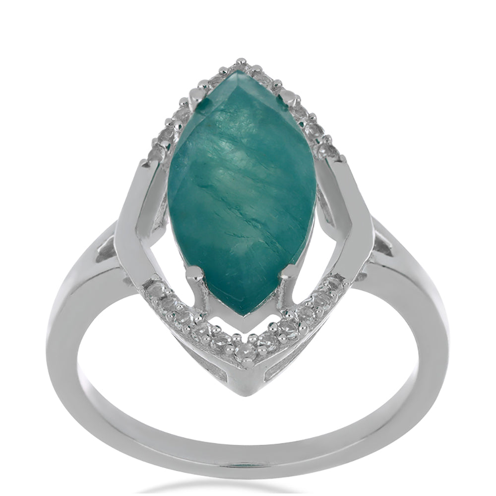 Silberring mit Grandidierit aus Anosy und weißem Topas 3 