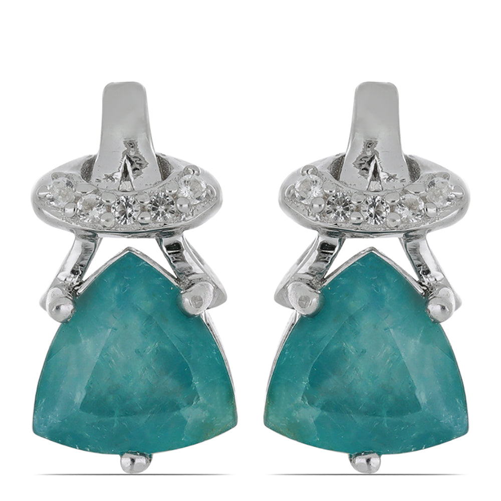 Silberohrringe mit Grandidierit aus Anosy und weißem Topas