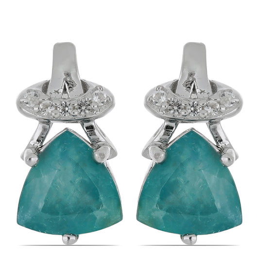 Silberohrringe mit Grandidierit aus Anosy und weißem Topas