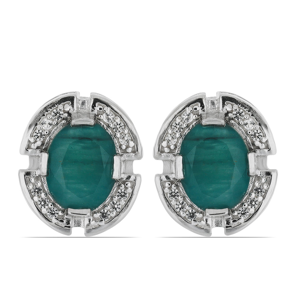 Silberohrringe mit Grandidierit aus Anosy und weißem Topas 1 