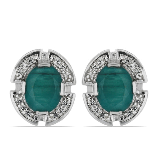 Silberohrringe mit Grandidierit aus Anosy und weißem Topas