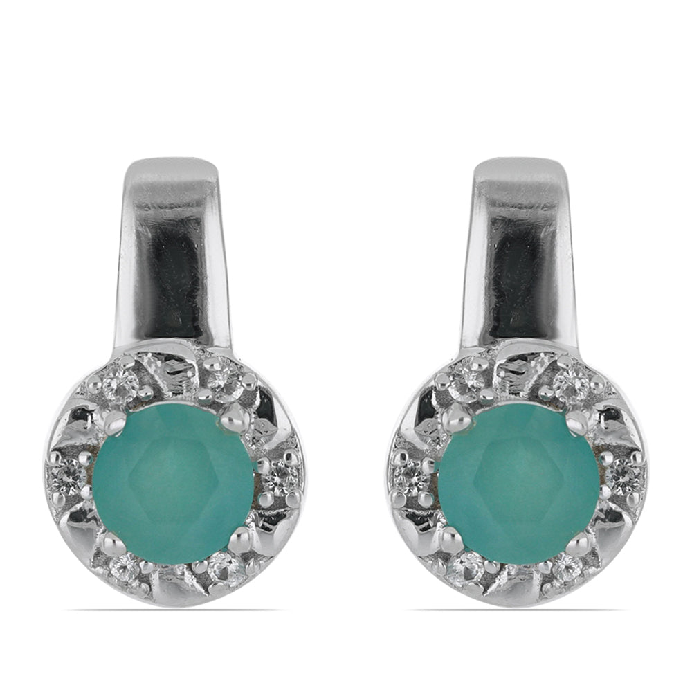 Silberohrringe mit Grandidierit aus Anosy und weißem Topas 1 