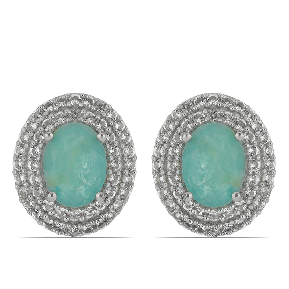 Silberohrringe mit Grandidierit aus Anosy und weißem Topas 1 