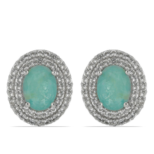 Silberohrringe mit Grandidierit aus Anosy und weißem Topas