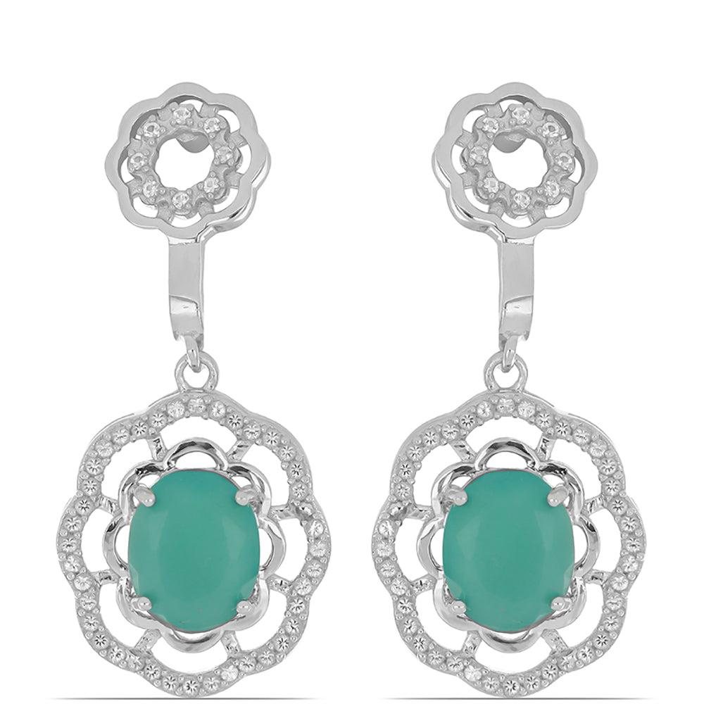 Silberohrringe mit Grandidierit aus Anosy und weißem Topas 1 