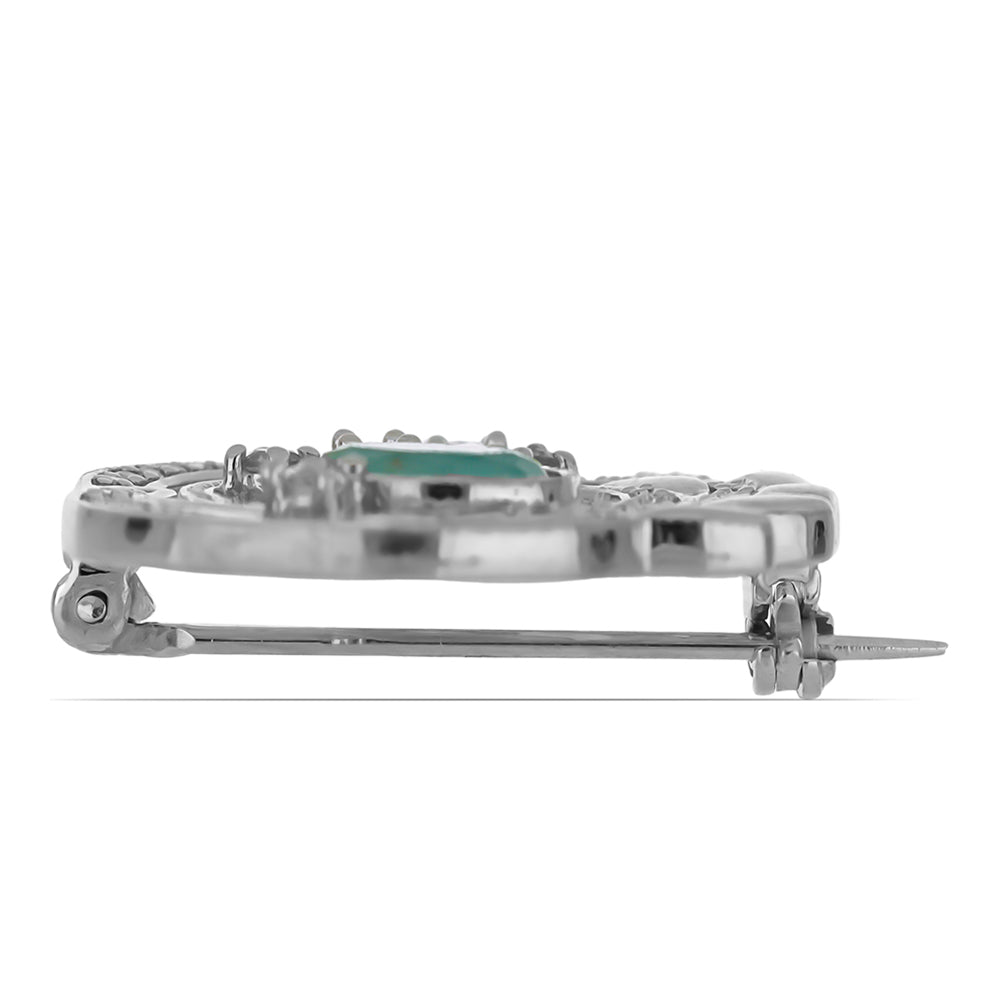 Silberbrosche mit Grandidierit aus Anosy und Peridot aus Changbai 2 