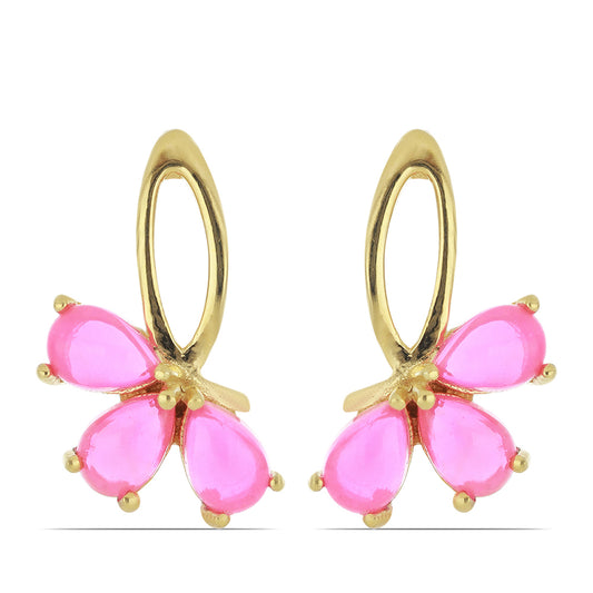 Goldplattierte Silberohrringe mit rosa äthiopischem Opal aus Lega Dembi