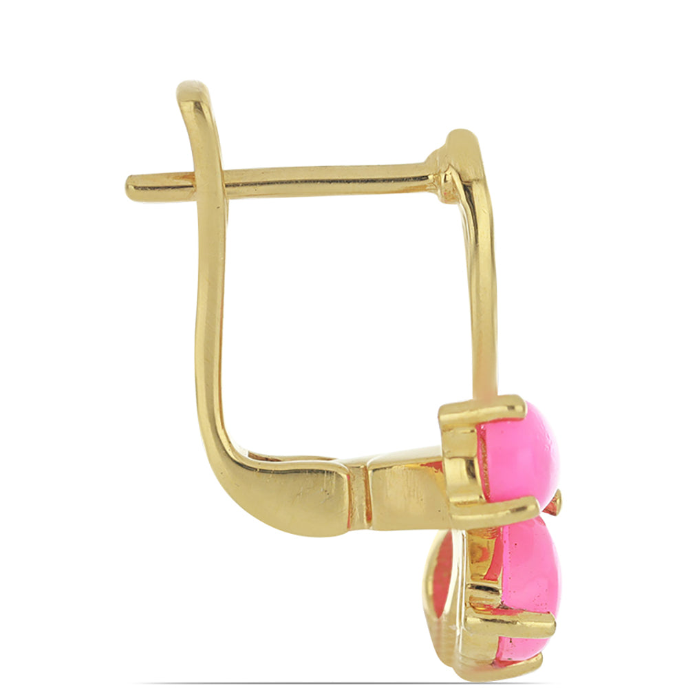 Goldplattierte Silberohrringe mit rosa äthiopischem Opal aus Lega Dembi 2 