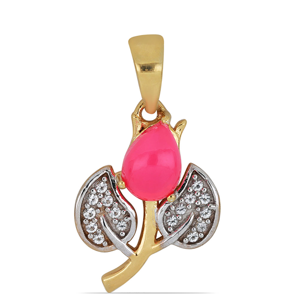 Goldplattierter Silberanhänger mit rosa äthiopischem Opal aus Lega Dembi und weißem Topas 1 