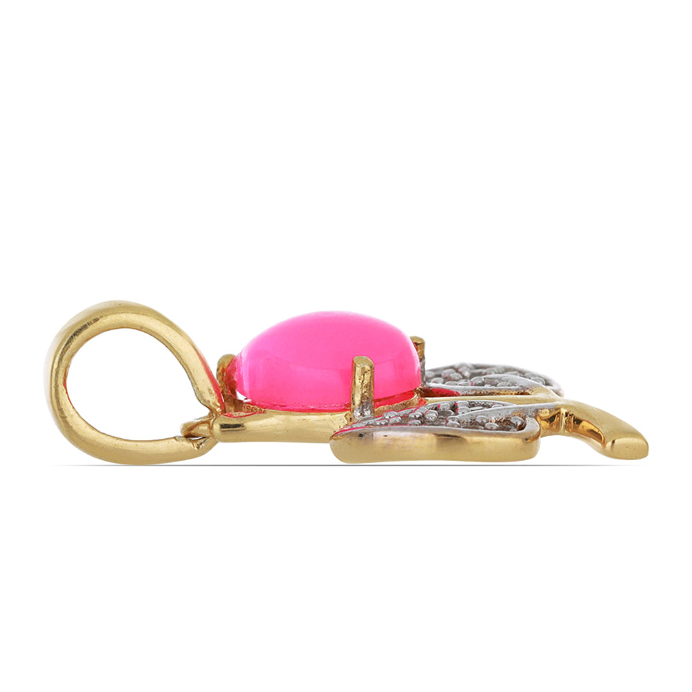 Goldplattierter Silberanhänger mit rosa äthiopischem Opal aus Lega Dembi und weißem Topas 2 