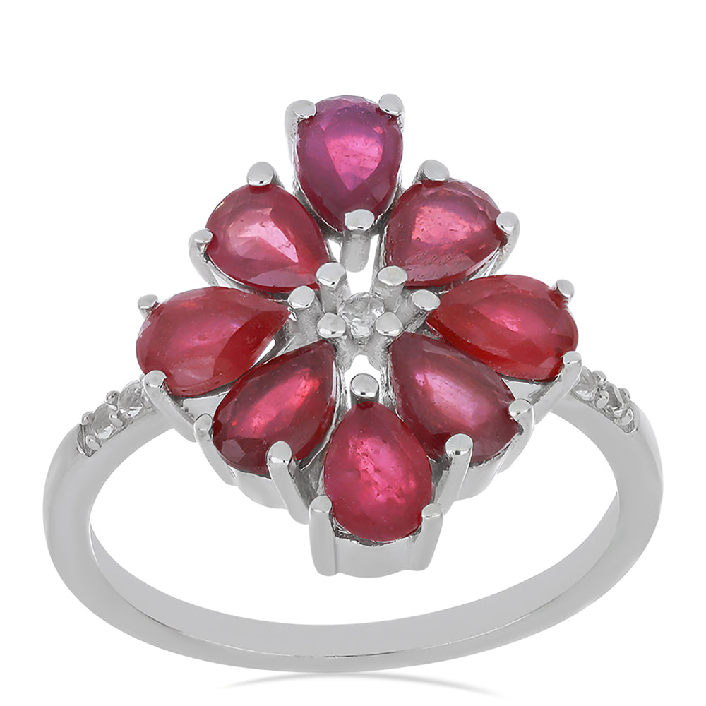 Silberring mit Rubin aus Madagaskar und weißem Topas 3 