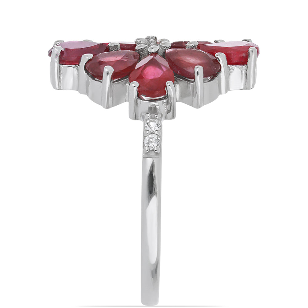 Silberring mit Rubin aus Madagaskar und weißem Topas 4 