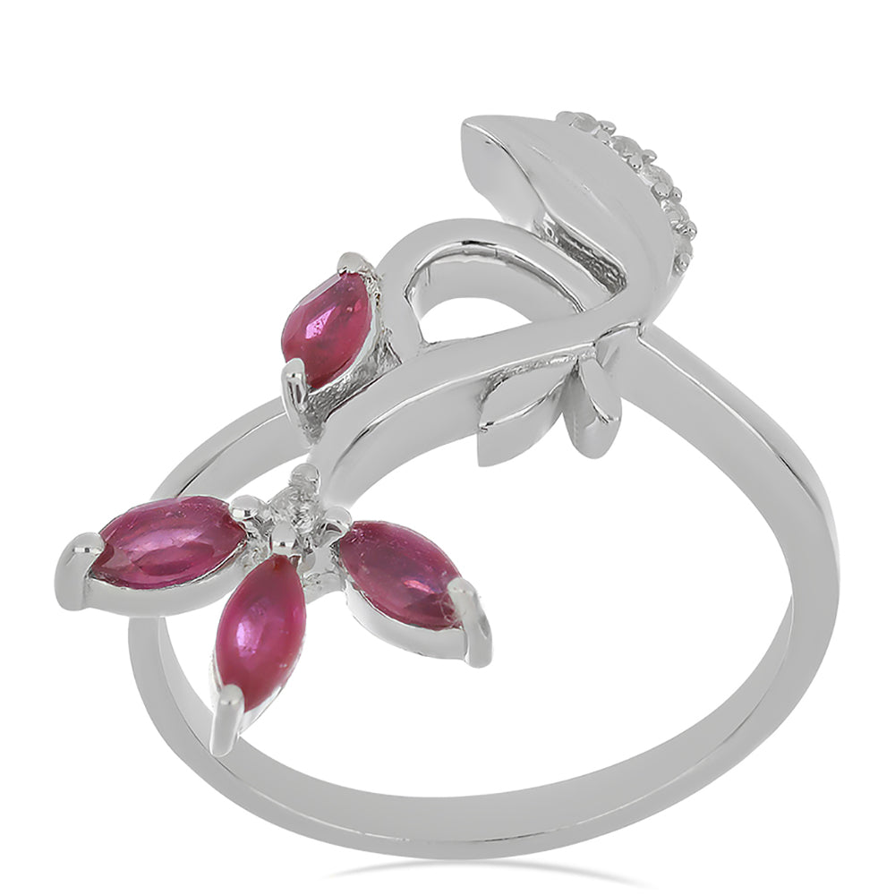 Silberring mit Rubin aus Madagaskar und weißem Topas