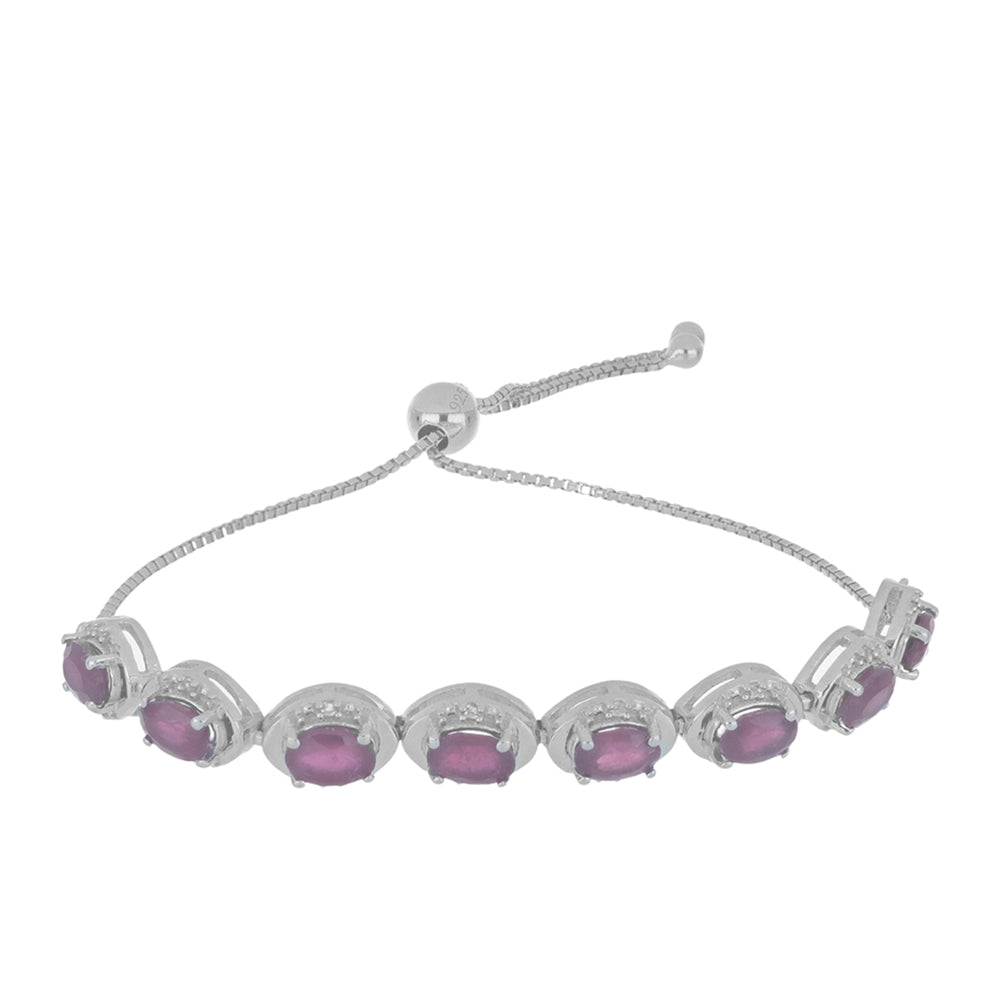 Silberarmband mit Rubin aus Madagaskar und weißem Topas 1 